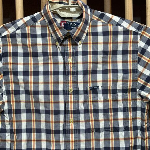 Chaps x Ralph Lauren Button Up Shirt Men Size M Blue Yellow Red Plaid Cotton - Picture 1 of 7